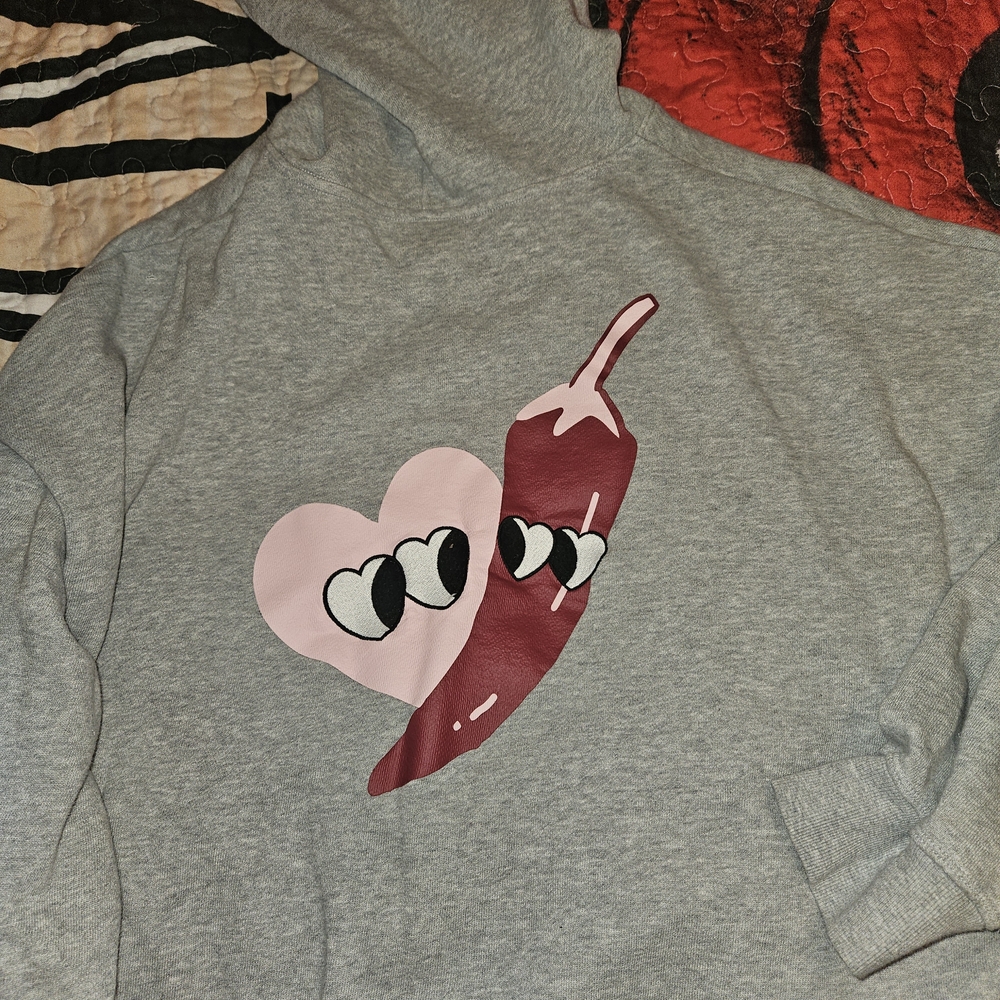 PINK Victoria's Secret Gray Hoodie with Pink and Red Graphic
